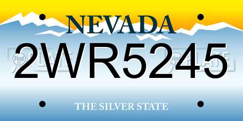 2WR5245 Nevada License Plate