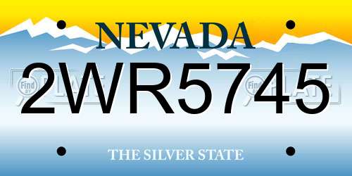 2WR5745 Nevada License Plate