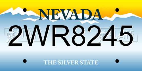 2WR8245 Nevada License Plate
