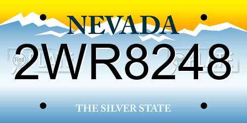 2WR8248 Nevada License Plate