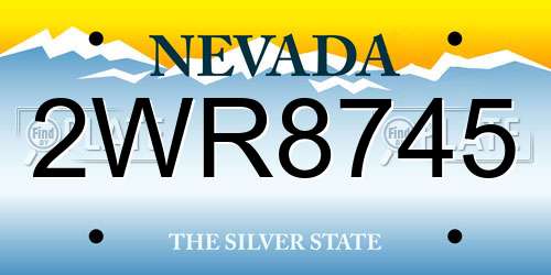 2WR8745 Nevada License Plate
