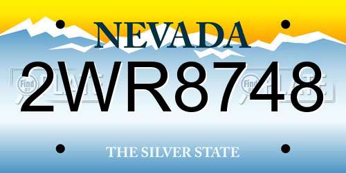 2WR8748 Nevada License Plate