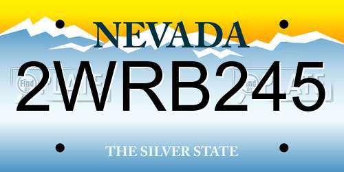2WRB245 Nevada License Plate