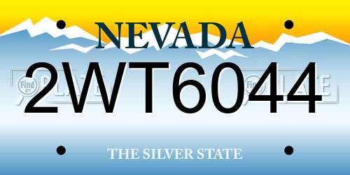 2WT6044 Nevada License Plate