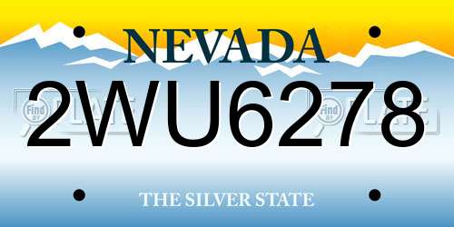 2WU6278 Nevada License Plate