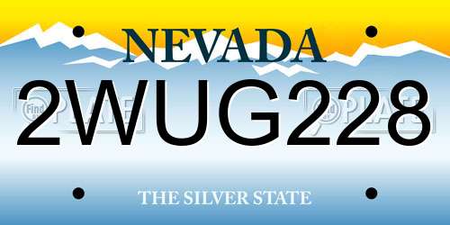 2WUG228 Nevada License Plate