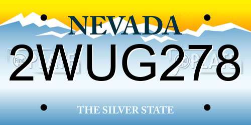 2WUG278 Nevada License Plate