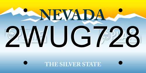 2WUG728 Nevada License Plate