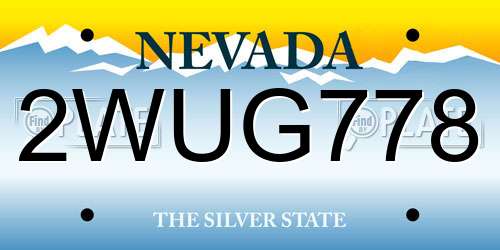 2WUG778 Nevada License Plate
