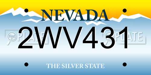 2WV431 Nevada License Plate