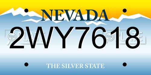 2WY7618 Nevada License Plate