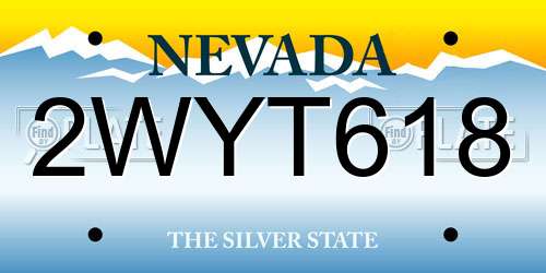 2WYT618 Nevada License Plate