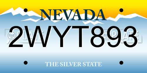 2WYT893 Nevada License Plate