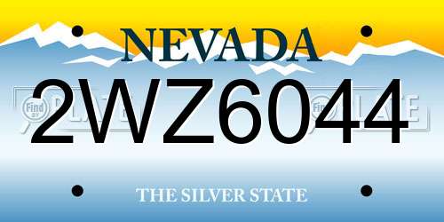 2WZ6044 Nevada License Plate