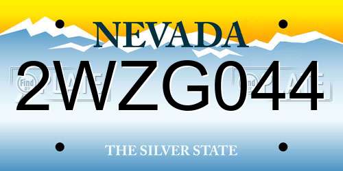 2WZG044 Nevada License Plate