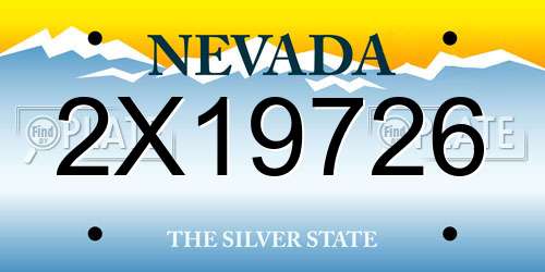 2X19726 Nevada License Plate