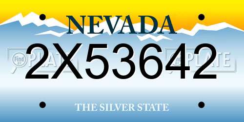 2X53642 Nevada License Plate