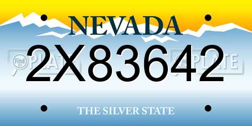 2X83642 Nevada License Plate