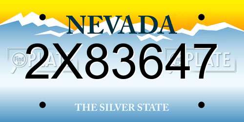 2X83647 Nevada License Plate
