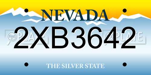 2XB3642 Nevada License Plate