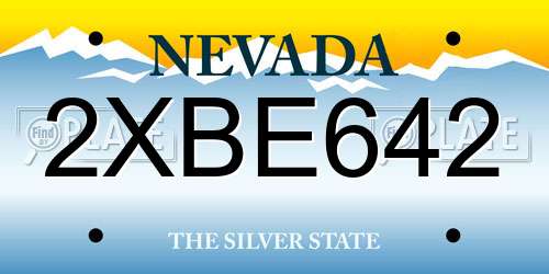 2XBE642 Nevada License Plate