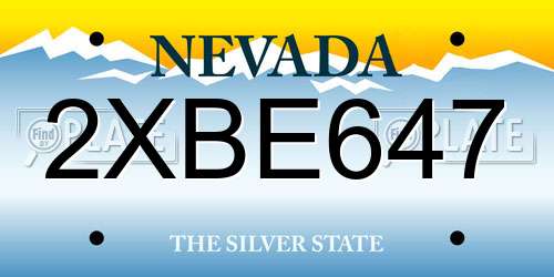 2XBE647 Nevada License Plate