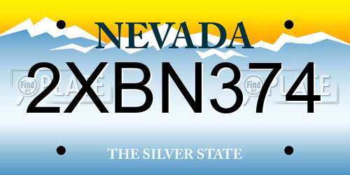 2XBN374 Nevada License Plate