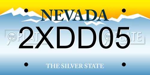2XDD05 Nevada License Plate