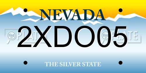 2XDO05 Nevada License Plate