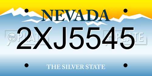 2XJ5545 Nevada License Plate