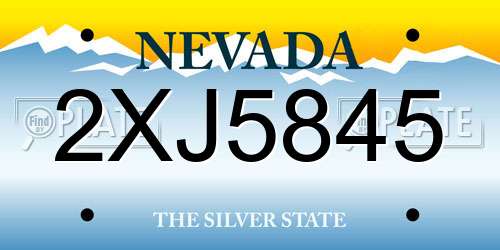 2XJ5845 Nevada License Plate