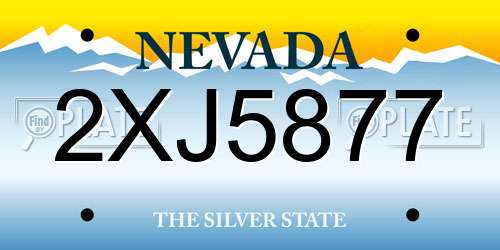 2XJ5877 Nevada License Plate