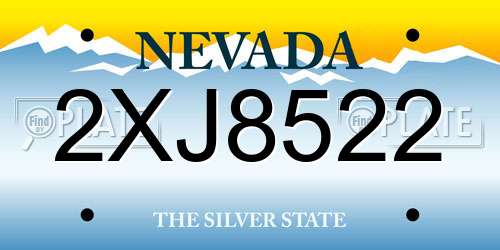 2XJ8522 Nevada License Plate