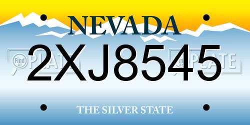 2XJ8545 Nevada License Plate
