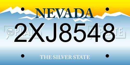 2XJ8548 Nevada License Plate