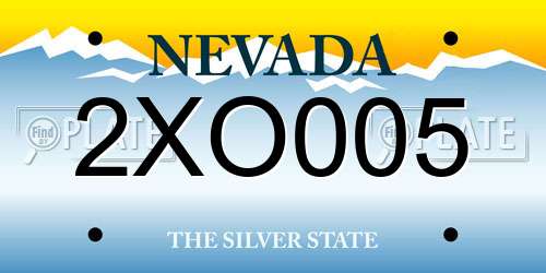 2XO005 Nevada License Plate