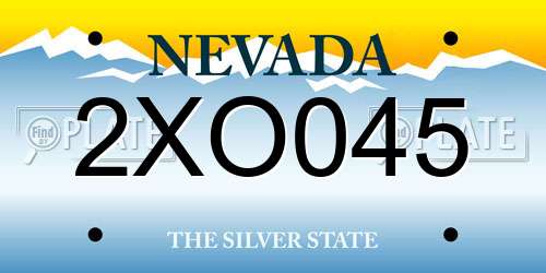 2XO045 Nevada License Plate