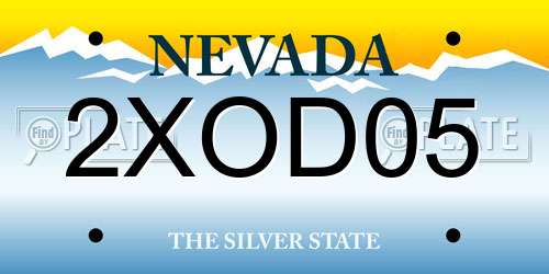 2XOD05 Nevada License Plate