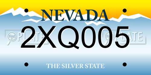 2XQ005 Nevada License Plate