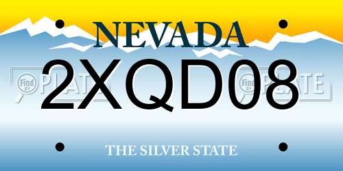 2XQD08 Nevada License Plate