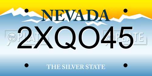 2XQO45 Nevada License Plate