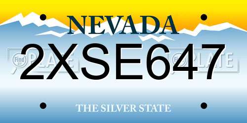 2XSE647 Nevada License Plate