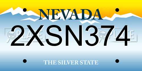 2XSN374 Nevada License Plate