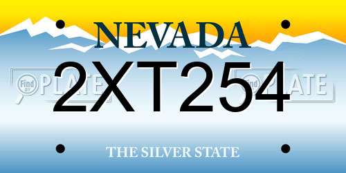 2XT254 Nevada License Plate