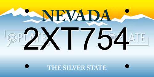 2XT754 Nevada License Plate