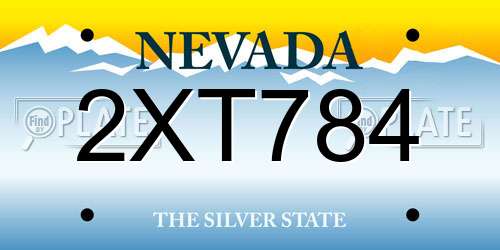 2XT784 Nevada License Plate