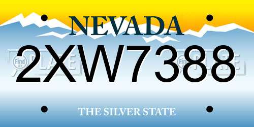 2XW7388 Nevada License Plate