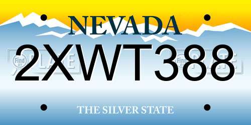 2XWT388 Nevada License Plate