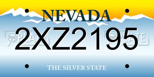 2XZ2195 Nevada License Plate