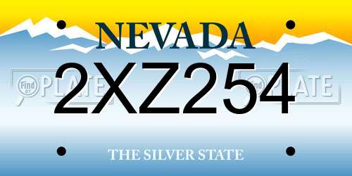 2XZ254 Nevada License Plate